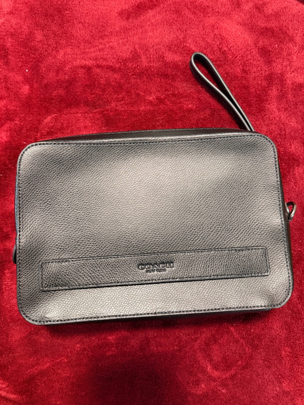 Coach Black Pebbled Leather Men's Travel Wristlet